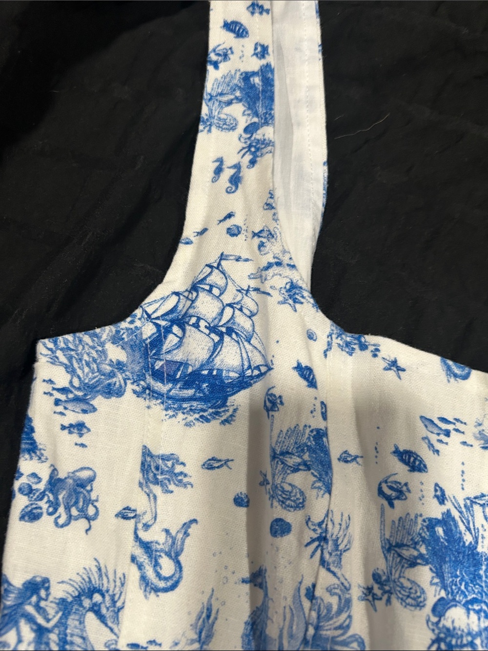 Avec Les Filles Blue and White Nautical Print Peplum Camisole - Picture 3 of 6
